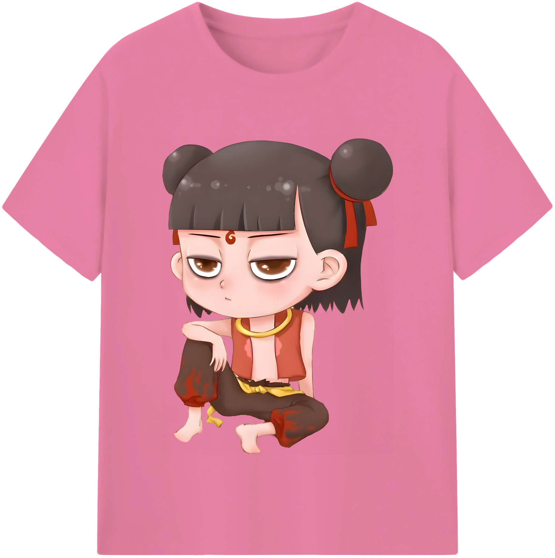 （画像用） Ne Zha 2 ナタ 魔童の大暴れ 綿100％半袖Tシャツ（フロントプリント）